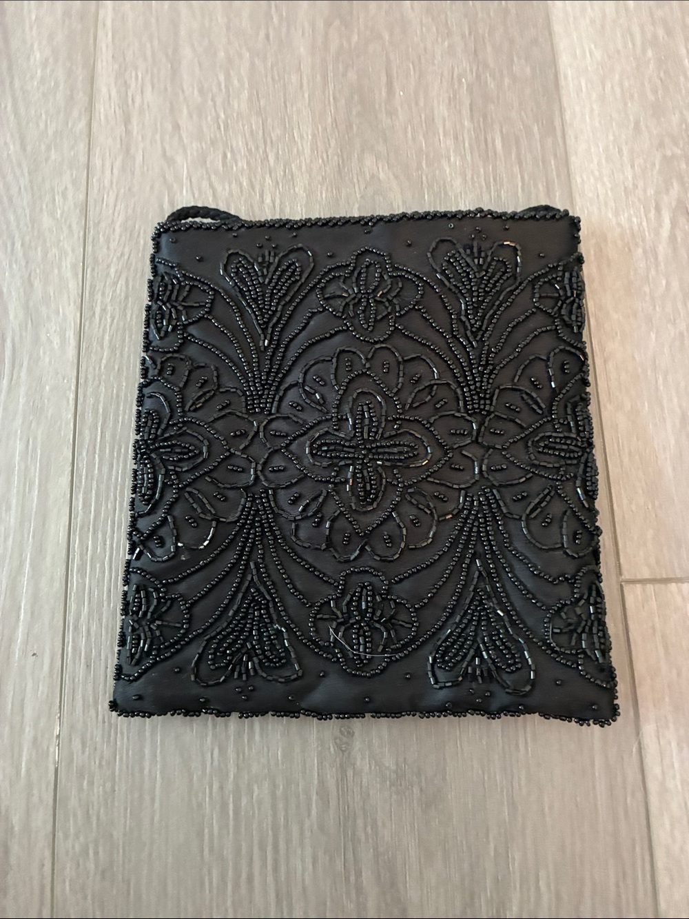 Valerie Stevens Black Beaded Floral Clutch